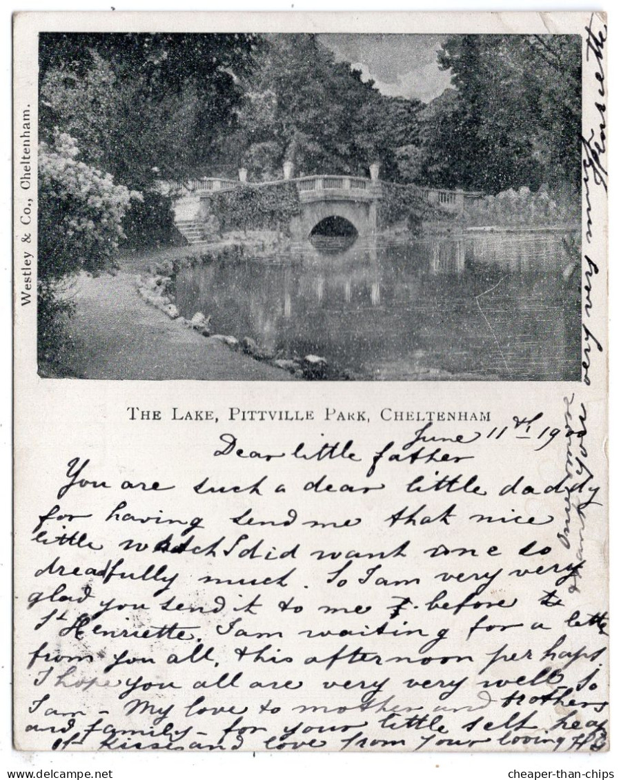 CHELTENHAM - The Lake, Pittville Park- Court Sized - QV Stamp To Paris - Cheltenham