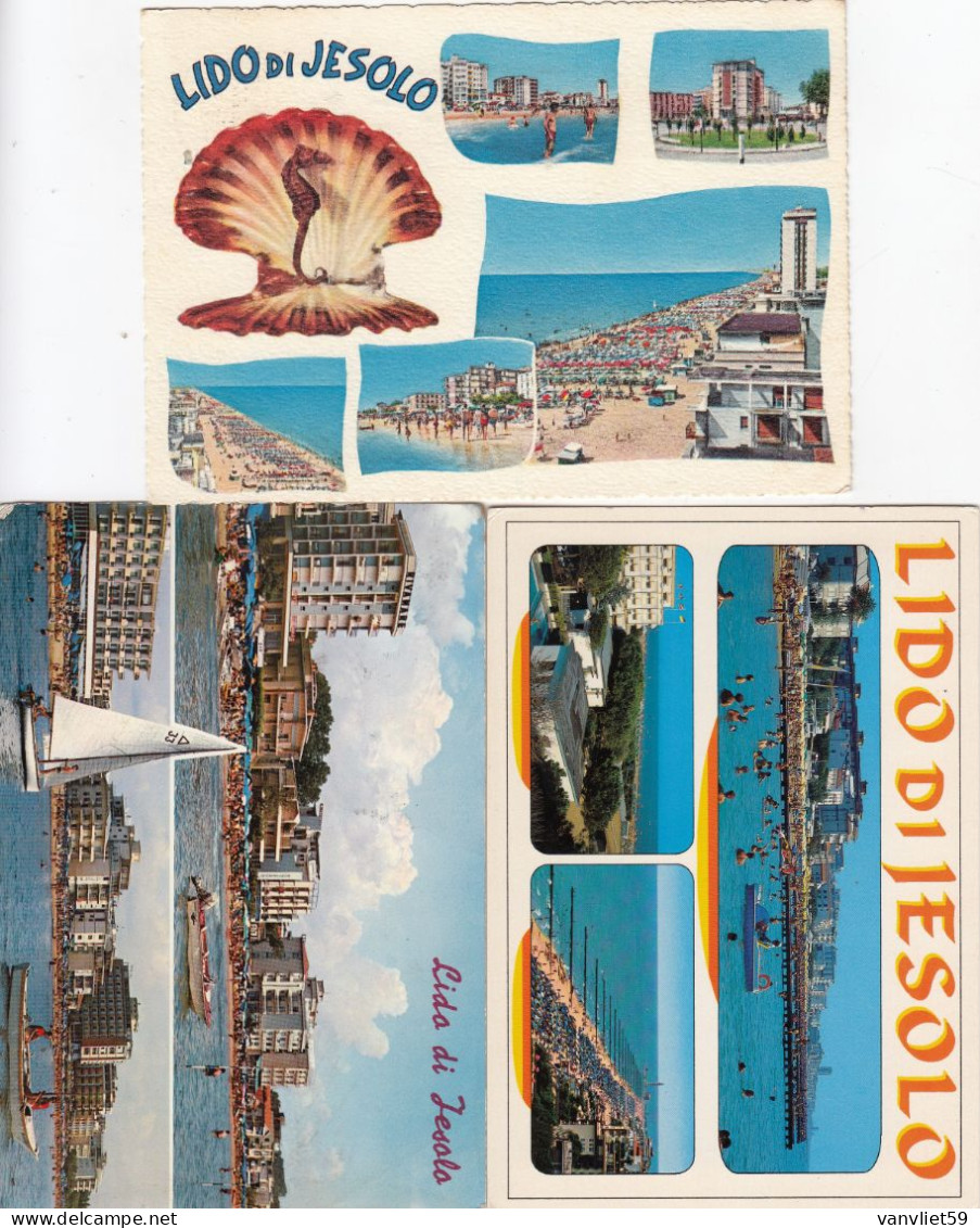 LIDO DI JESOLO-VENEZIA-3 CARTOLINE VERA FOTOGRAFIA-MULTIVEDUTE-VIAGGIATE 1965-1967-1994 - Venezia (Venice)