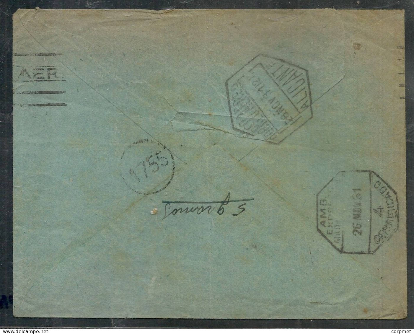 ESPAÑA - SPAIN 1931 SOBRE Alfonso XIII -  II República - De LA CORUÑA A BUENOS AIRES  -Yv. 495 X3+488 Ver DESCRIPCION - Cartas & Documentos