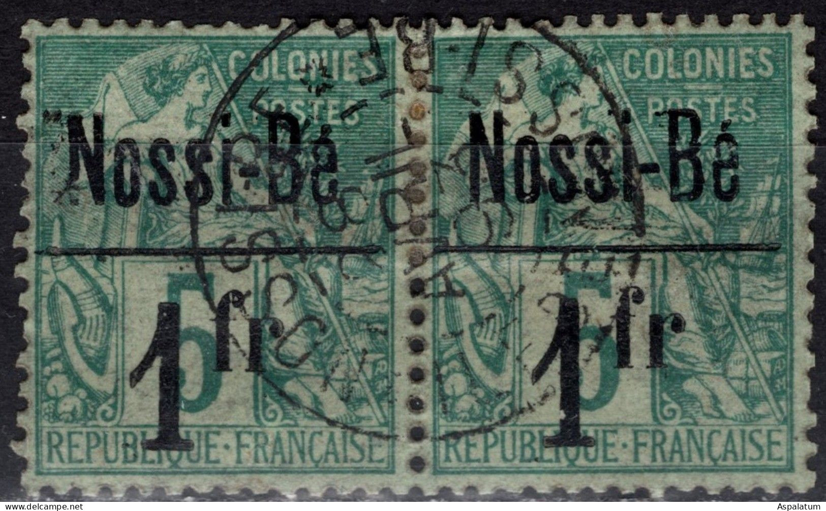 French Colonies / Nossi-Bé - Definitive - 1 Fr (pair) - Mi 22 - 1892 - Usados