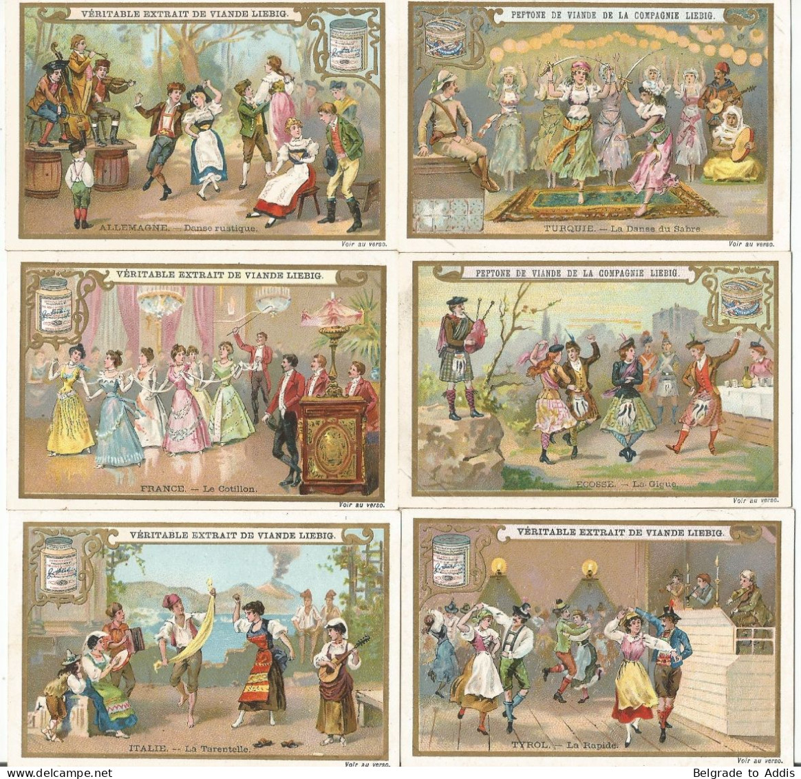 Chromo Liebig Série Compl. De 6 Chromos S_0620 Danses Nationales 1900 - Liebig