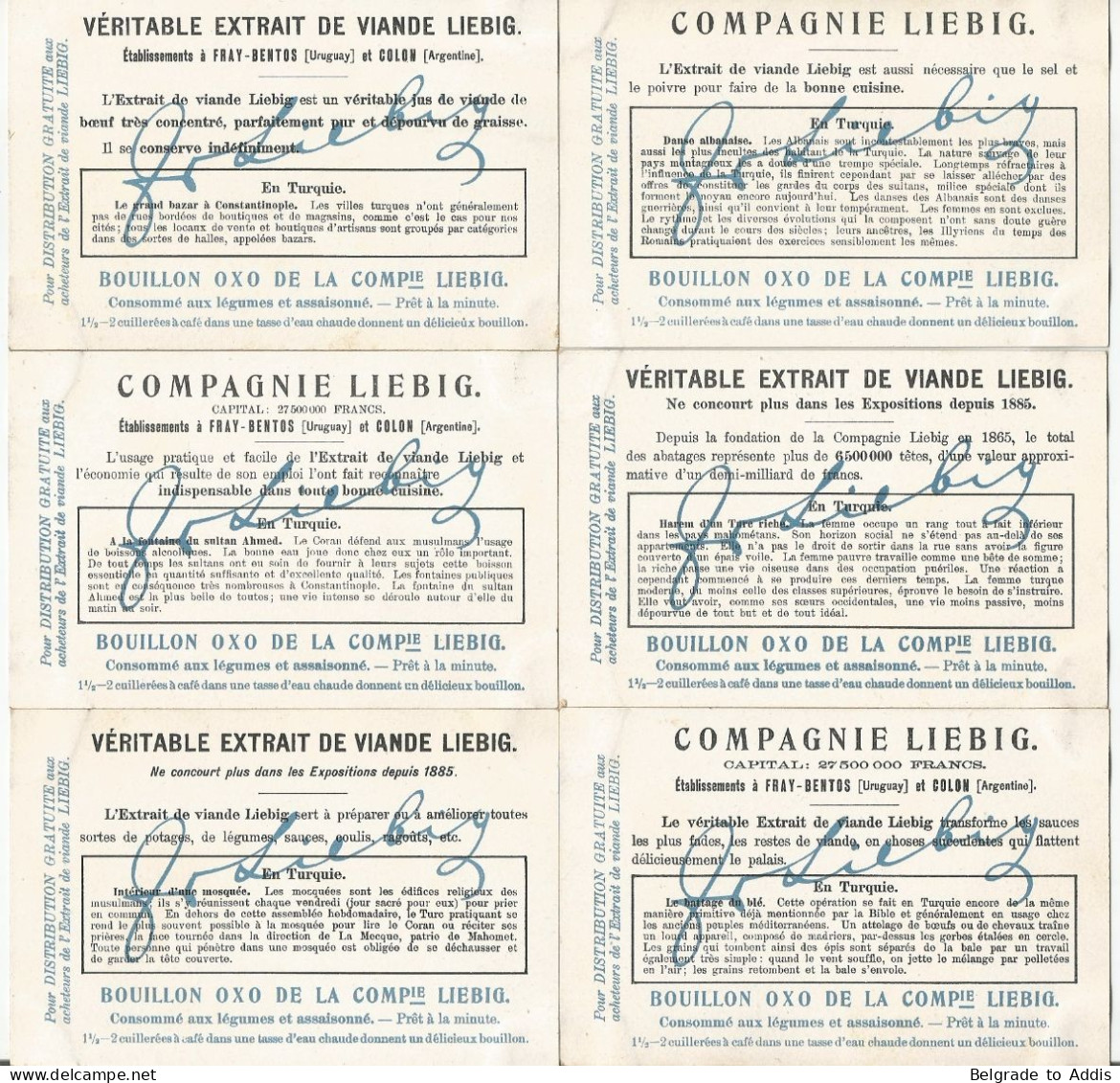 Chromo Liebig Série Compl. De 6 Chromos S_1010 En Turquie 1910 - Liebig