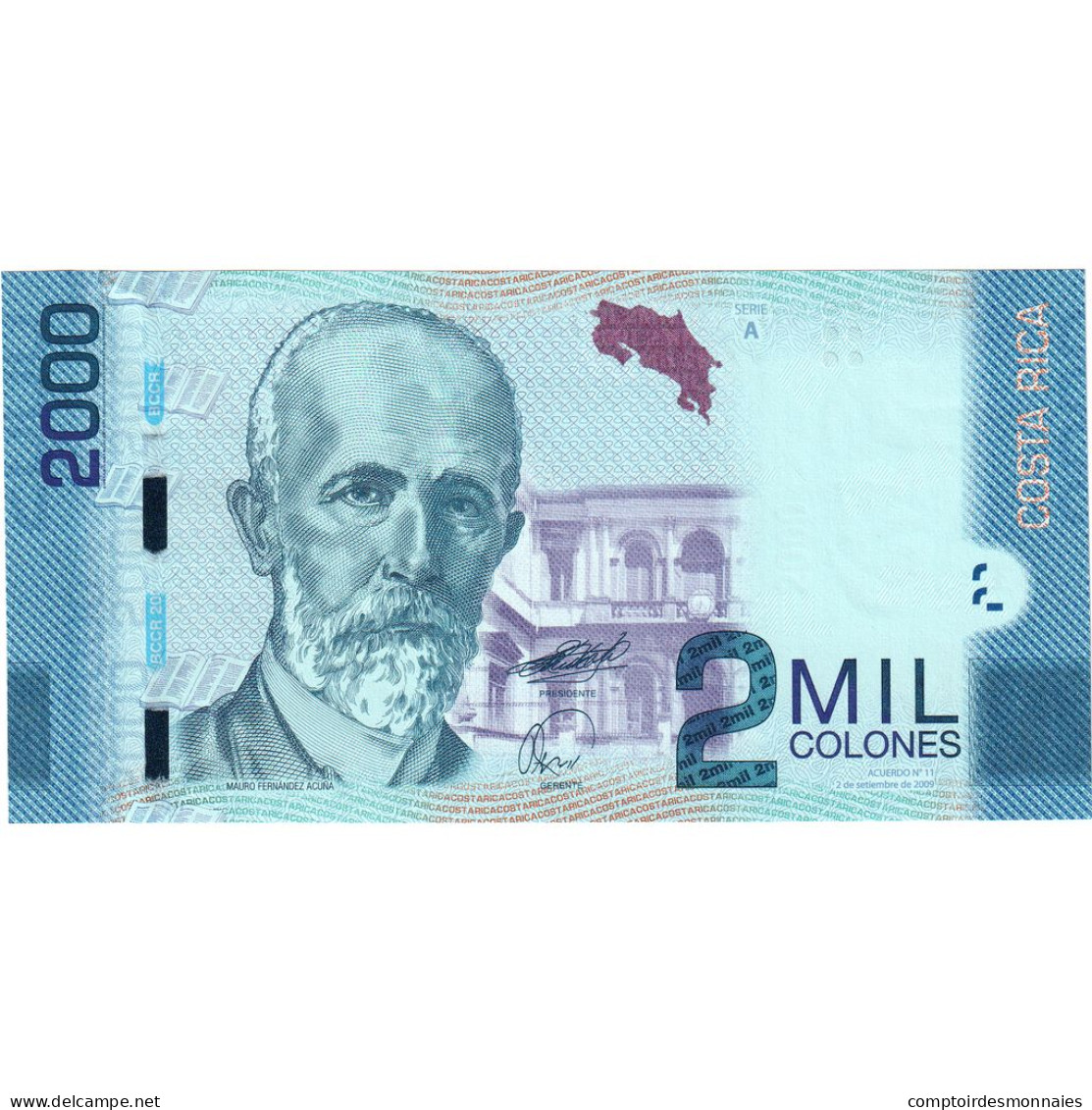 Billet, Costa Rica, 2000 Colones, 2010, 2009-09-02, KM:275, NEUF - Costa Rica