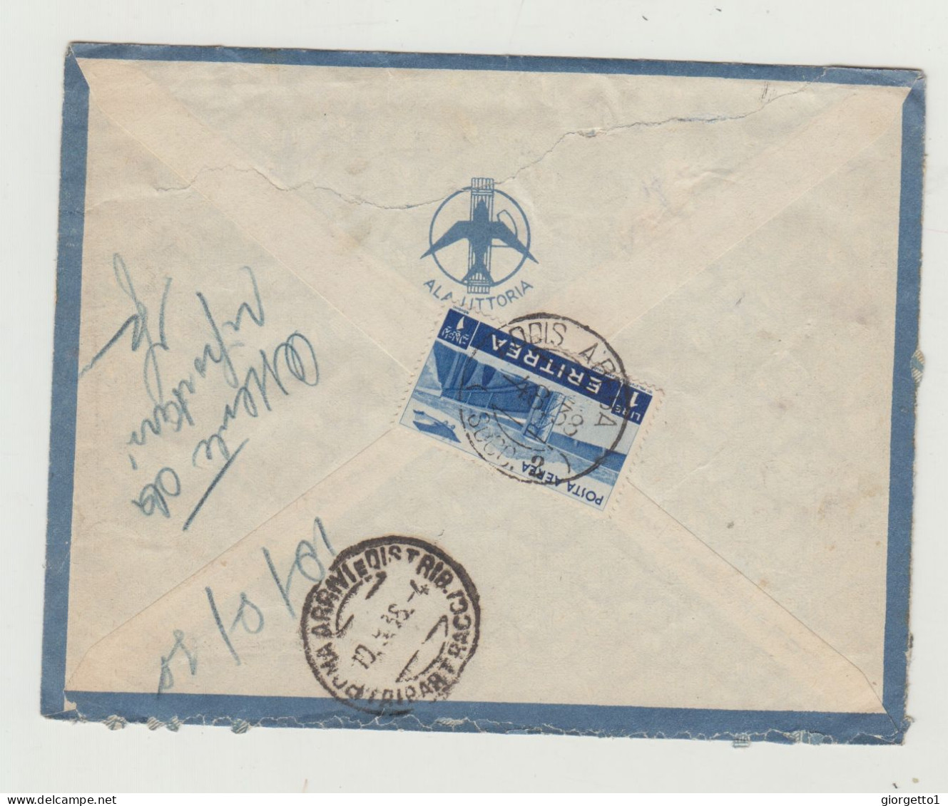 BUSTA CON LETTERA - VIA ALA LITTORIA - RACCOMANDATA ADDIS ABEBA SUCC. 2 DEL 1938 WW2 - Poststempel (Flugzeuge)