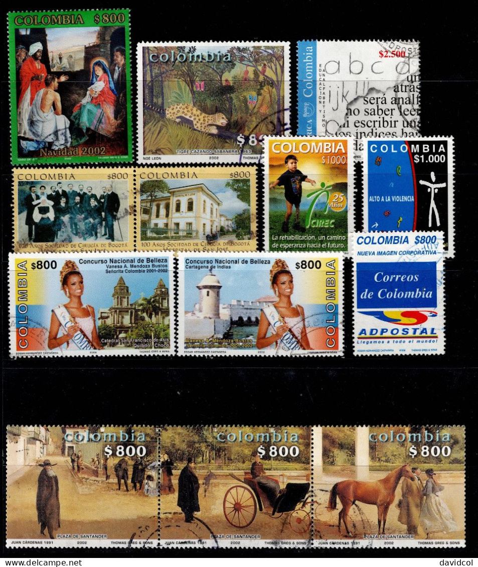 0005B-COLOMBIA - 2002 - USED POSTAL MIXED LOT - Colombie