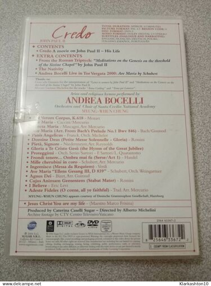 DVD - Credo: John Paul 2 (Andrea Bocelli) - Autres & Non Classés