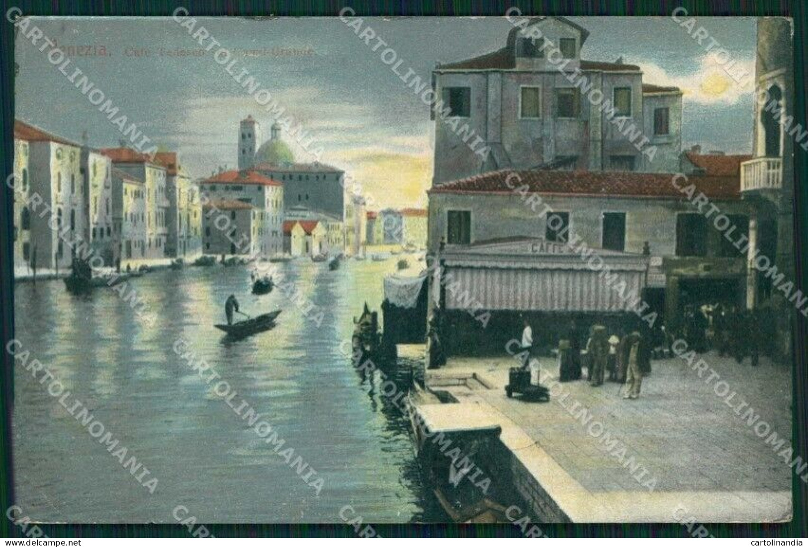 Venezia Città Cafè Tedesco Canal Grande Chiaro Di Luna Cartolina RT7244 - Venezia (Venice)