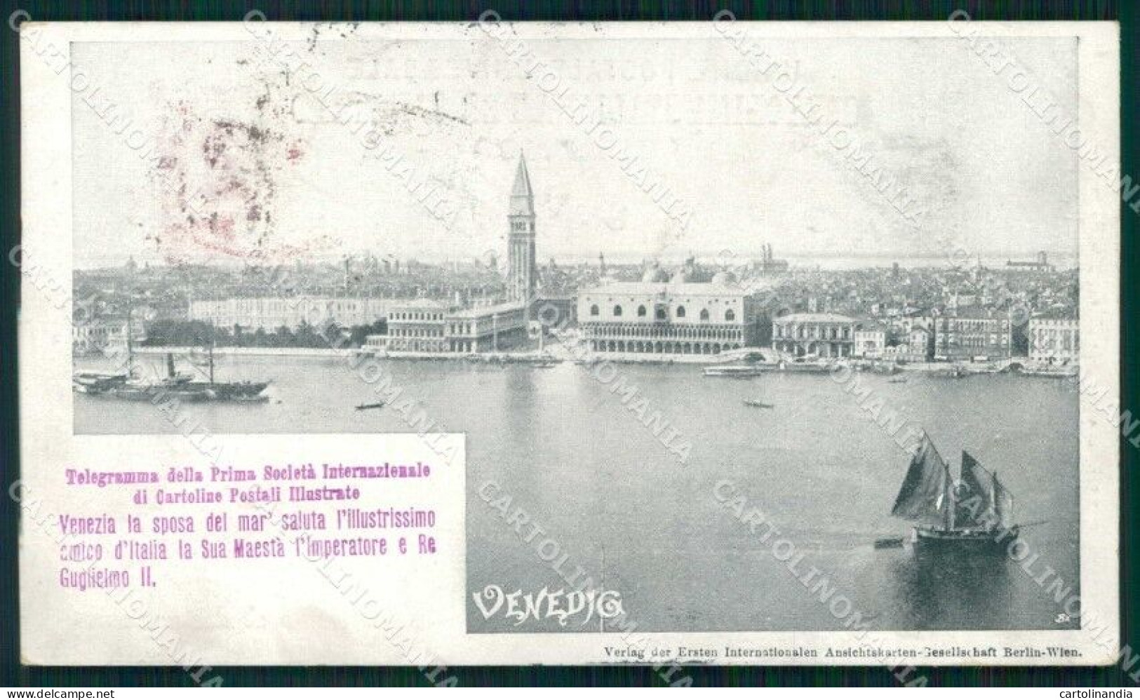 Venezia Città Telegramma Prima Società Cartoline Postali Cartolina RT7149 - Venezia (Venice)