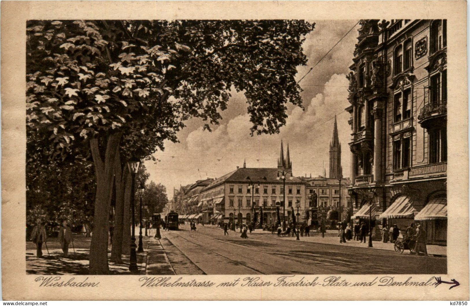 Wiesbaden, Wilhelmstrasse Mit Kaiser-Friedrich-Platz Und Denkmal - Wiesbaden