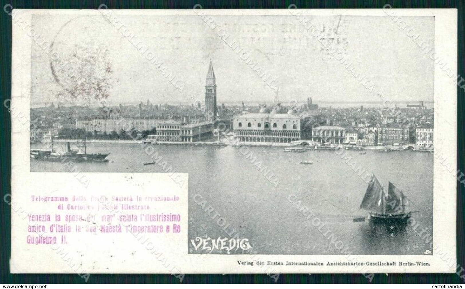 Venezia Città Telegramma Prima Società Cartoline Postali Cartolina RT7150 - Venezia