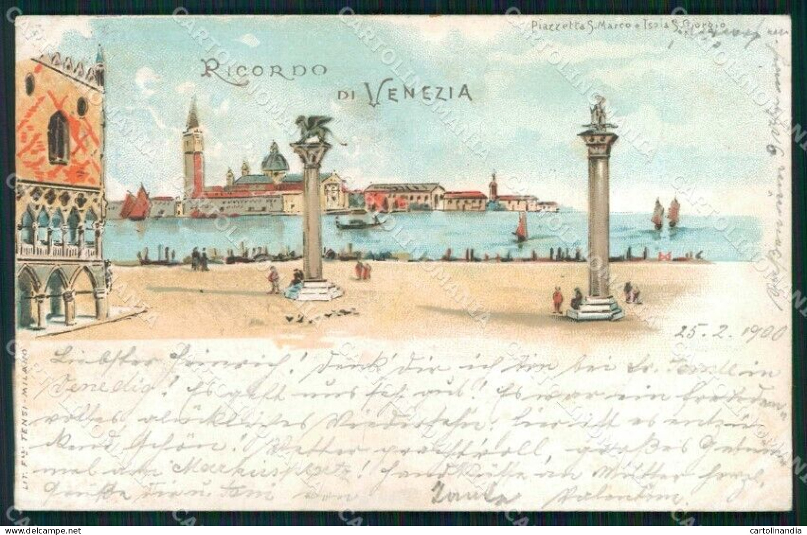 Venezia Città Ricordo Di Piazzetta San Marco Isola San Giorgio Cartolina RT7868 - Venezia