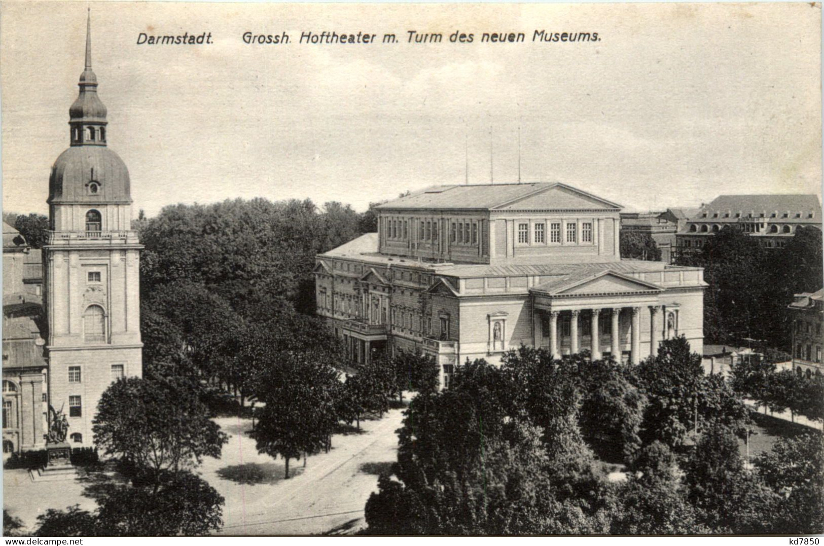 Darmstadt, Grossh. Hoftheater M. Turm Des Neuen Museums - Darmstadt