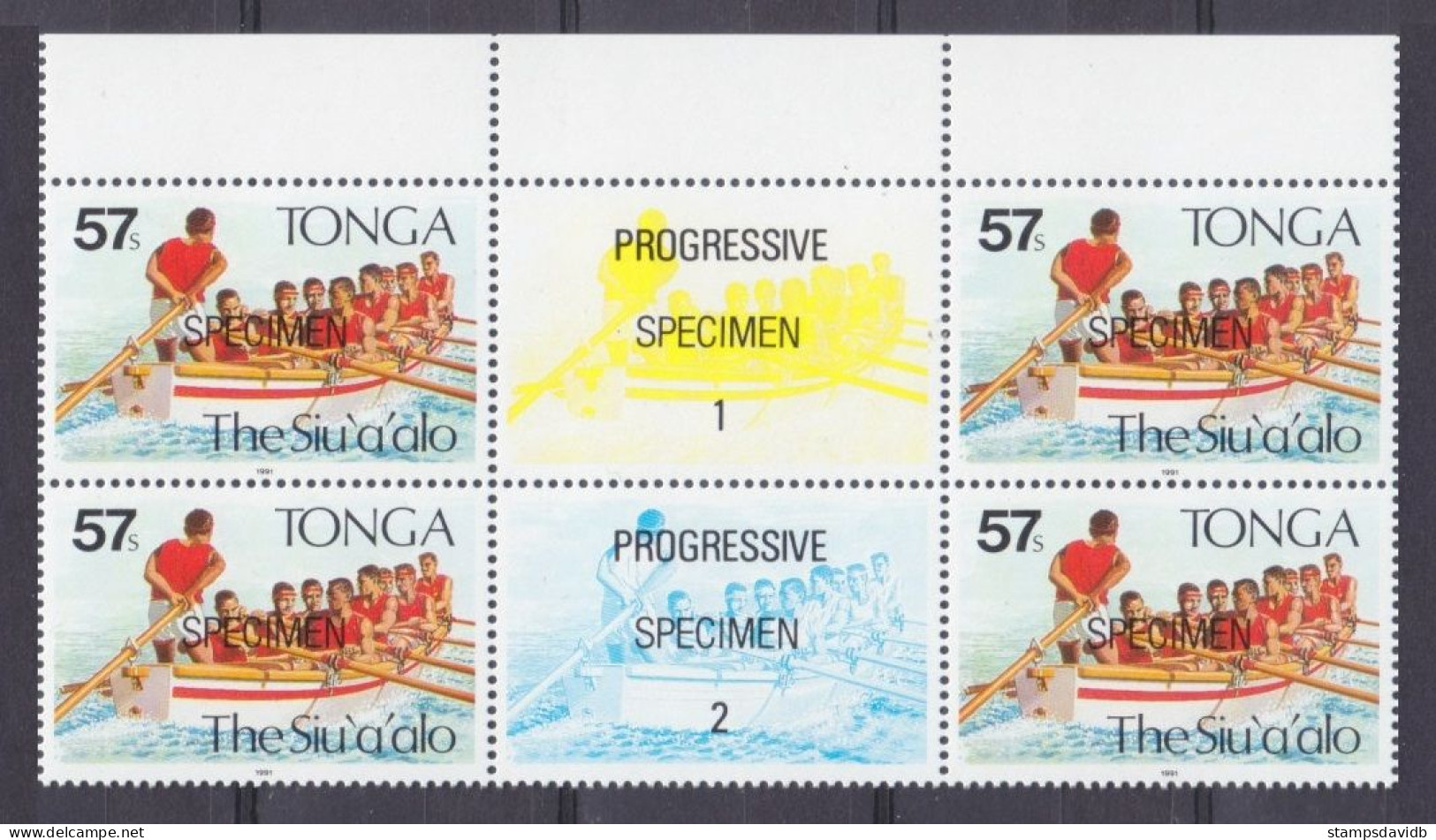 1991 Tonga 1188VB+Tab Su'aalo Rowing Regatta (SPECIMEN) 12,00 € - Schiffe