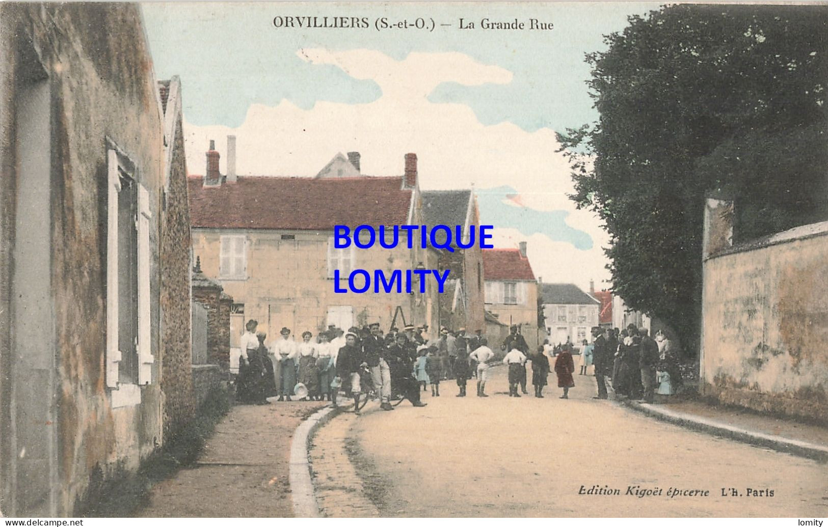 78 Orvilliers La Grande Rue CPA Carte Avec Belle Animation Cachet 1910 - Altri & Non Classificati