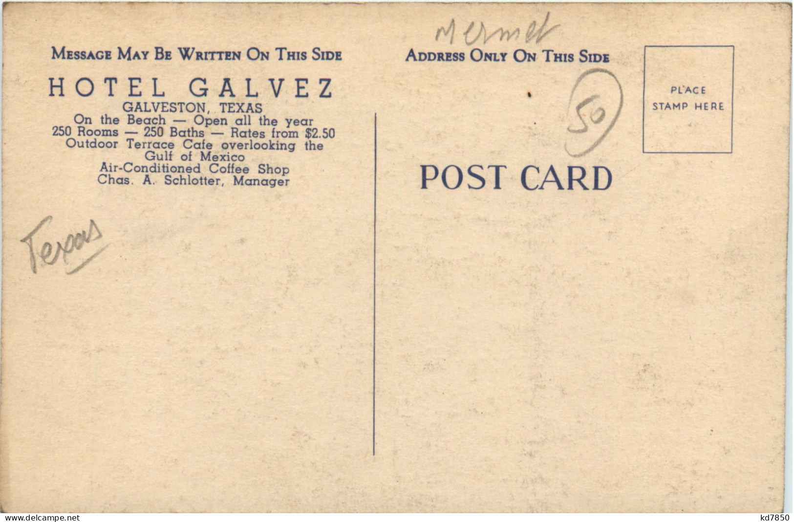 Galveston - Hotel Galvez - Autres & Non Classés