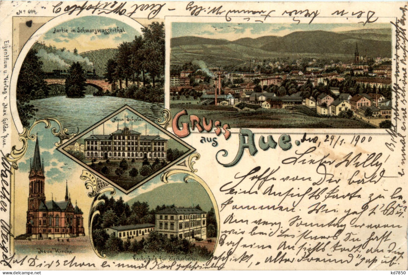 Gruss Aus Aue - Litho - Aue