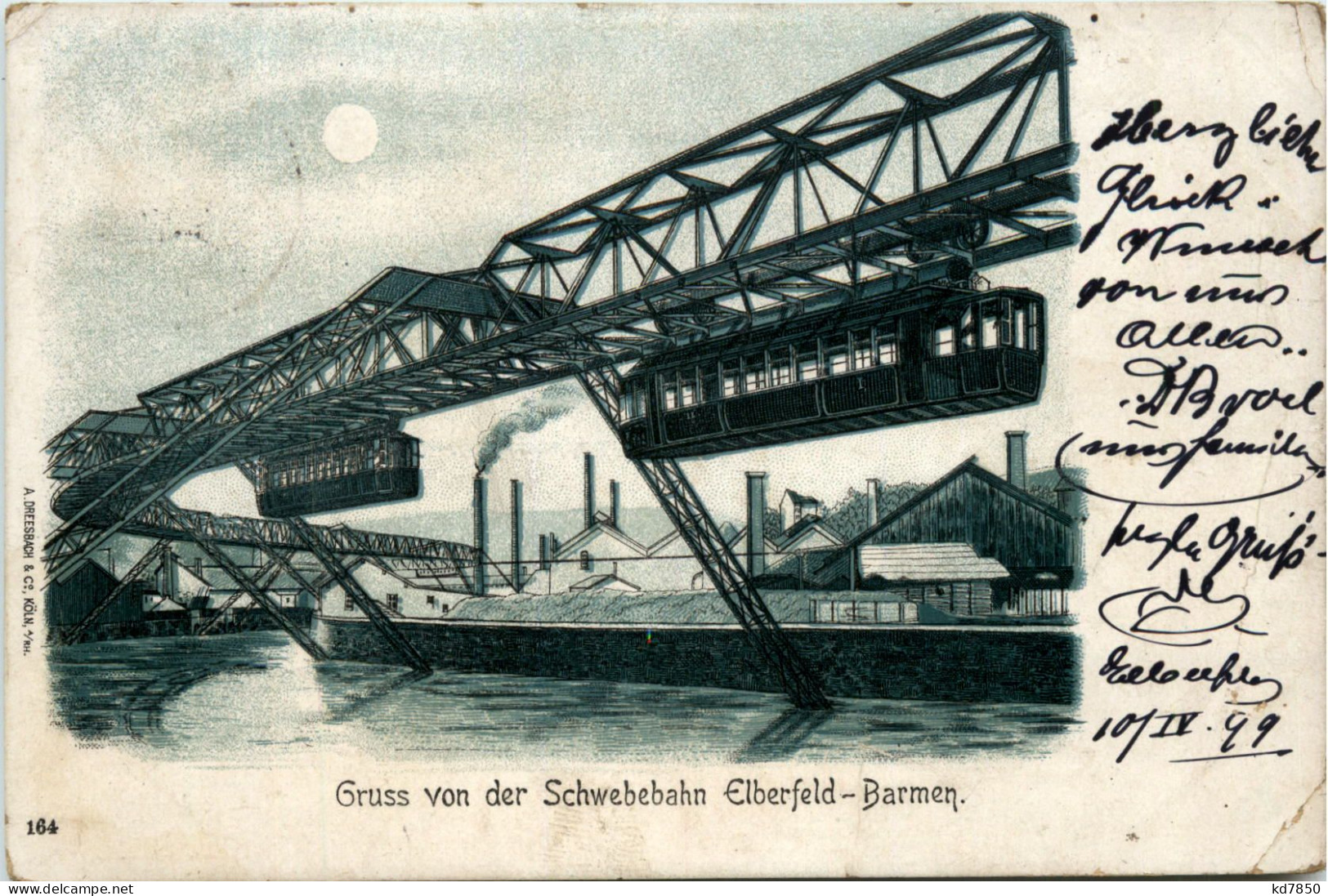 Gruss Von Der Schwebebahn Elberfeld Barmen - Litho - Wuppertal