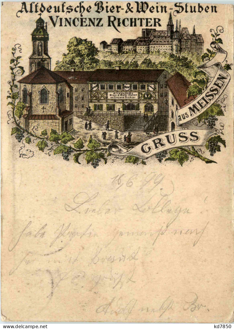 Gruss Aus Meissen - Bier Und Weinstube Vincenz Richter - Litho - Meissen