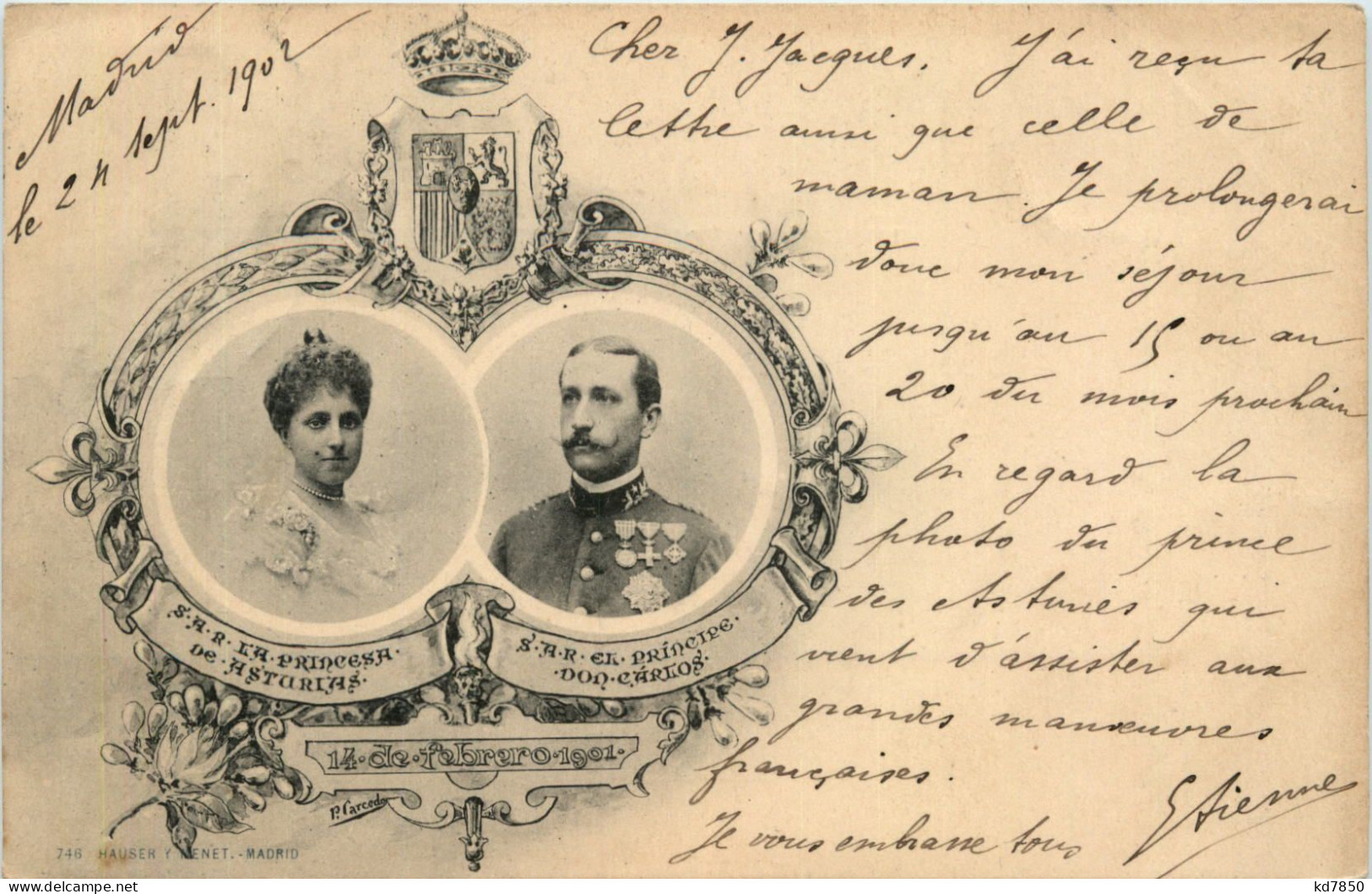 Espana - Principe Don Carlos 1901 - Royal Families