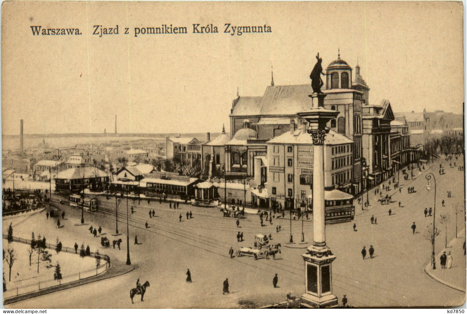 Warszawa - Tjazd Z Pomnikiem Krola Zyfmunta - Polen