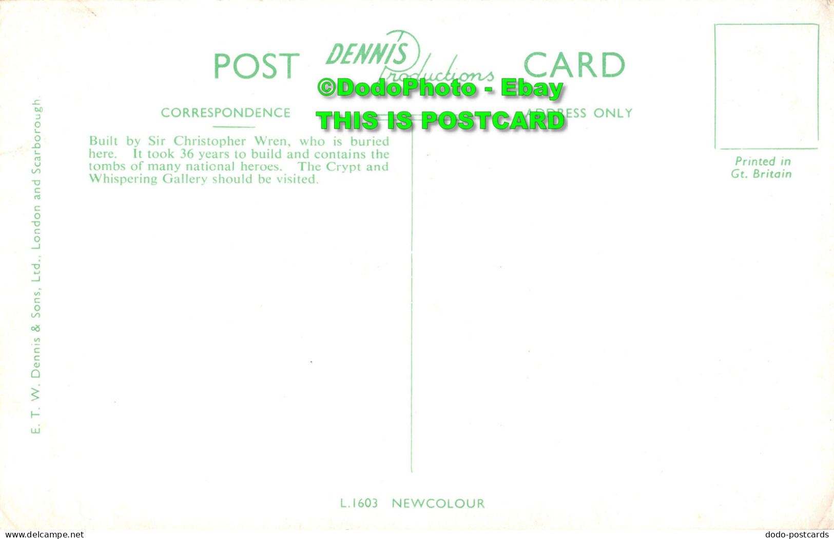 R408154 London. St. Paul Cathedral. E. T. W. Dennis. Newcolour - Other & Unclassified