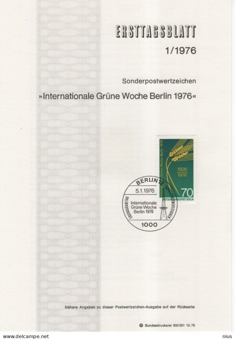 Germany Deutschland 1976-01 Internationale Grune Woche, Farming Landwirtschaft, Canceled In Berlin - 1974-1980