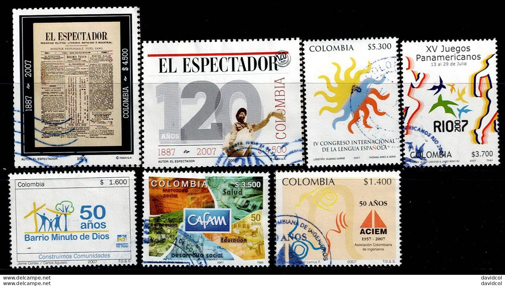 0009D-COLOMBIA-2007-HCV - USED POSTAL WITH SCARCES - Kolumbien