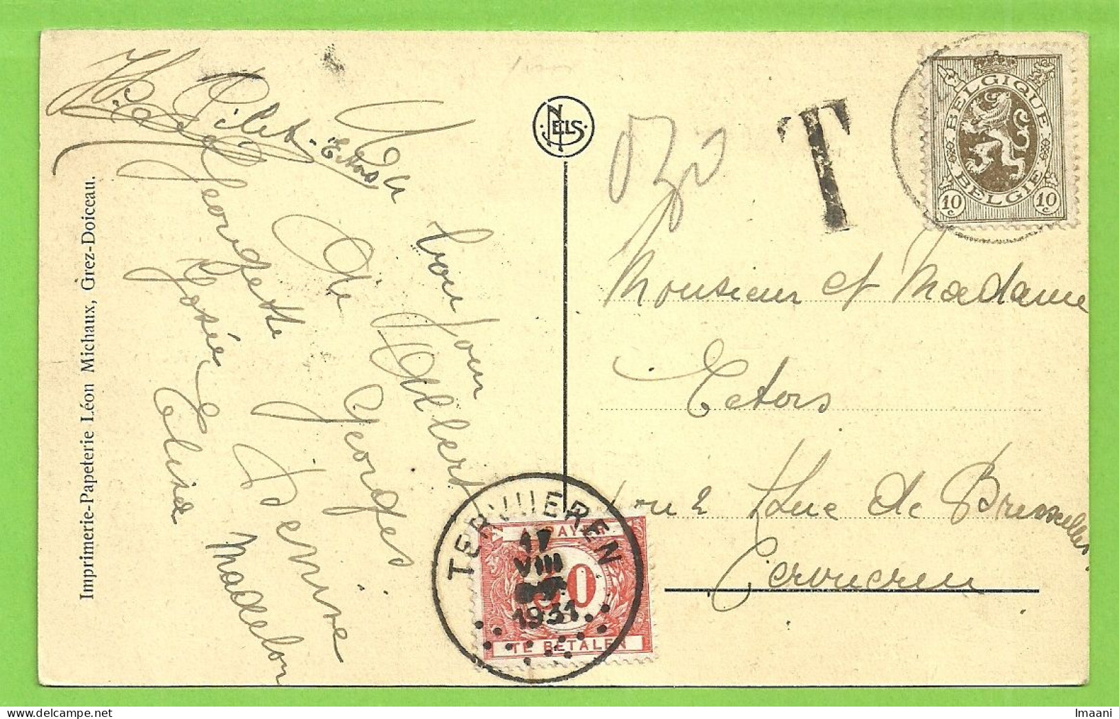 280 Op Kaart Naar TERVUEREN, Getaxeerd Met TX 35 Stempel TERVUEREN (3598) - Storia Postale