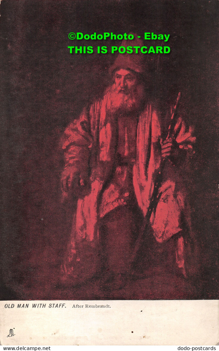 R408229 Old Man With Staff. After Rembrandt. Tuck. Rembrandesque. Series 830 - World