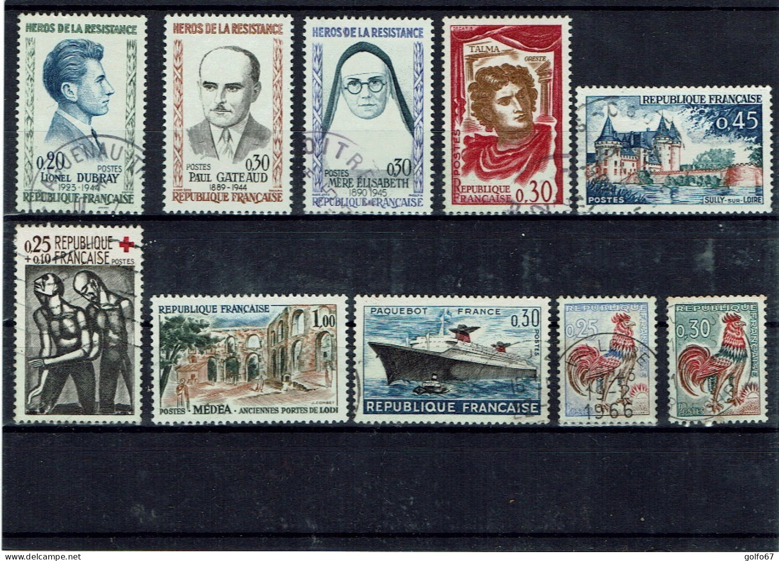 FRANCE - 1961-62 Y&T N° 1289 - 1290 - 1291 - 1302 - 1313 - 1318 - 1324 - 1325 - 1331 - 1331A Oblit (0112) - Used Stamps