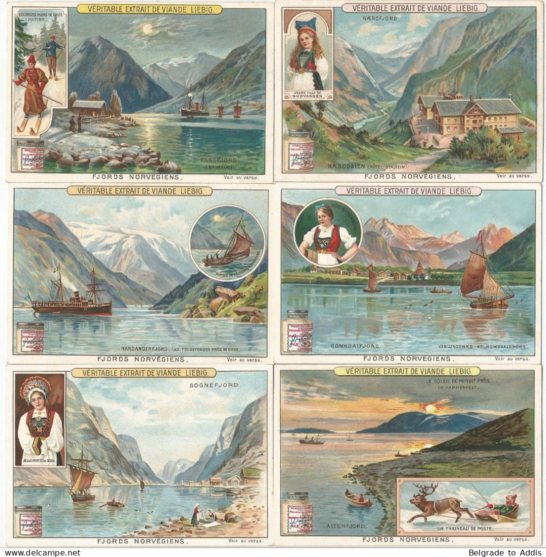 Chromo Liebig Série Compl. De 6 Chromos S_0778 Fjords Norvégiens 1904 - Liebig