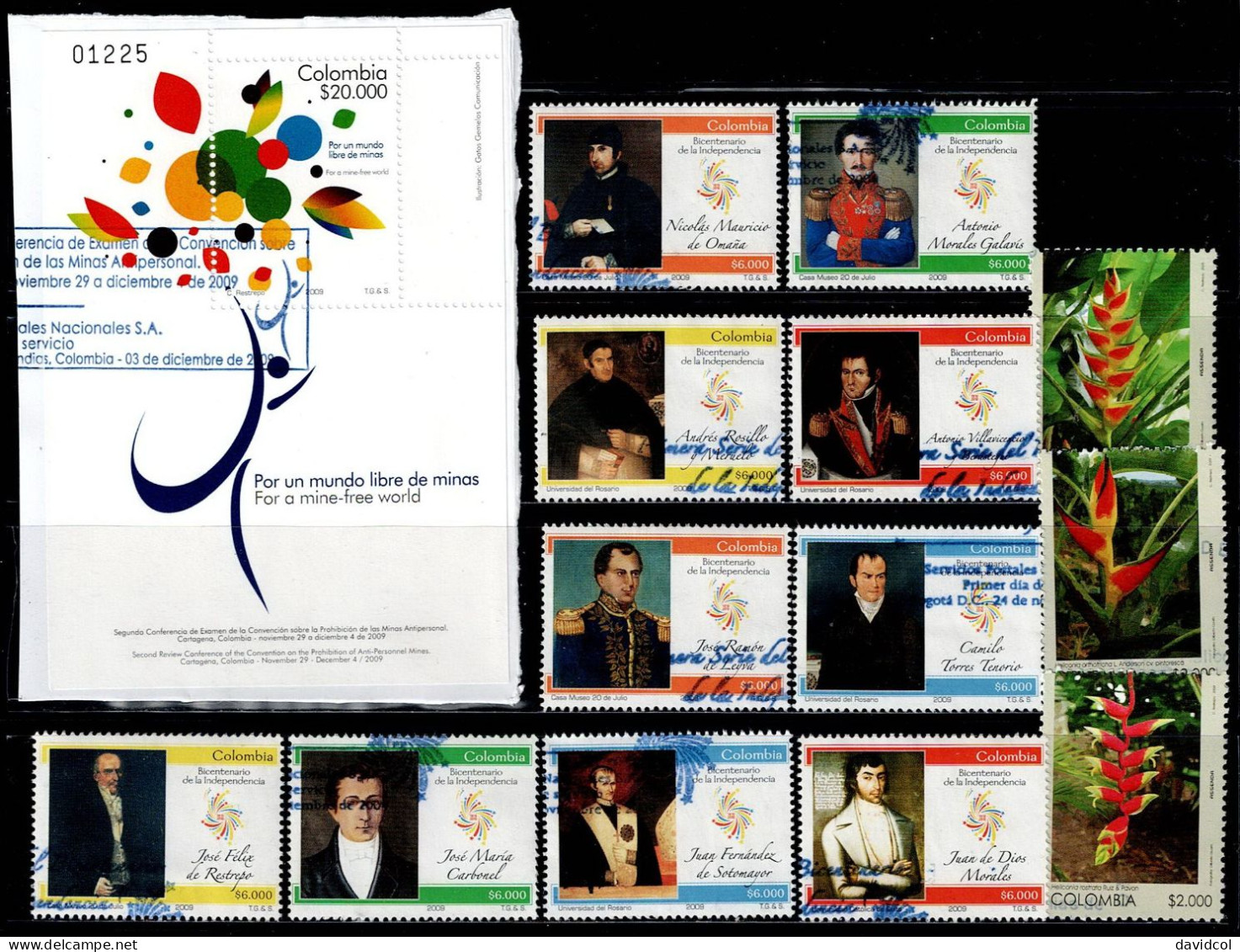 0161AB-COLOMBIA-2009-HCV - USED POSTAL WITH SCARCES-2 COMPLETE SETS - Kolumbien