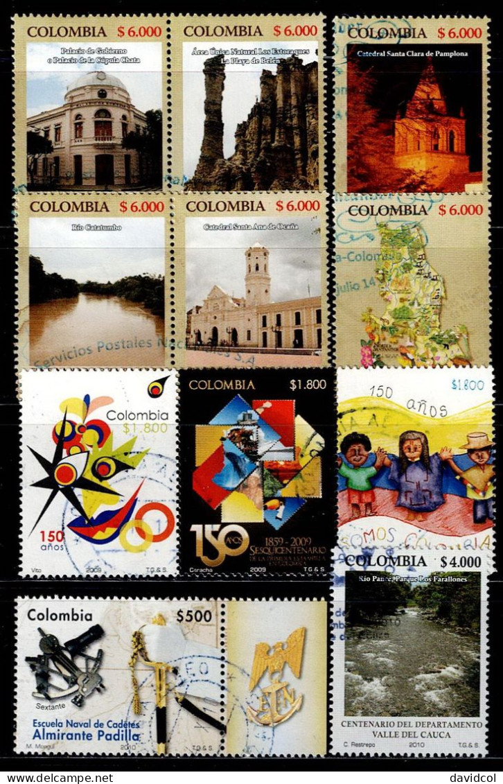 0161C-COLOMBIA-2010-HCV - USED POSTAL WITH SCARCE SANTANDER COMPLETE SET - Kolumbien