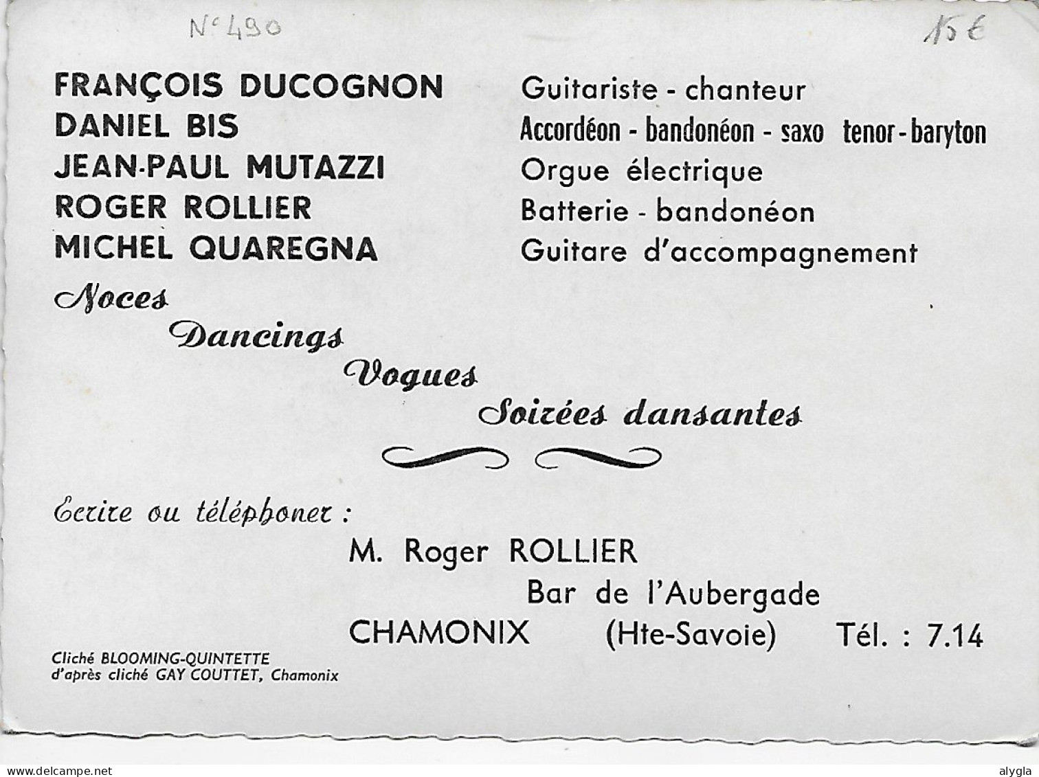 74 - CHAMONIX - Le Blooming-Quintette Au Bar De L'Aubergade Tenu Par Roger Rollier - Cliché Gay-Couttet - Chamonix-Mont-Blanc