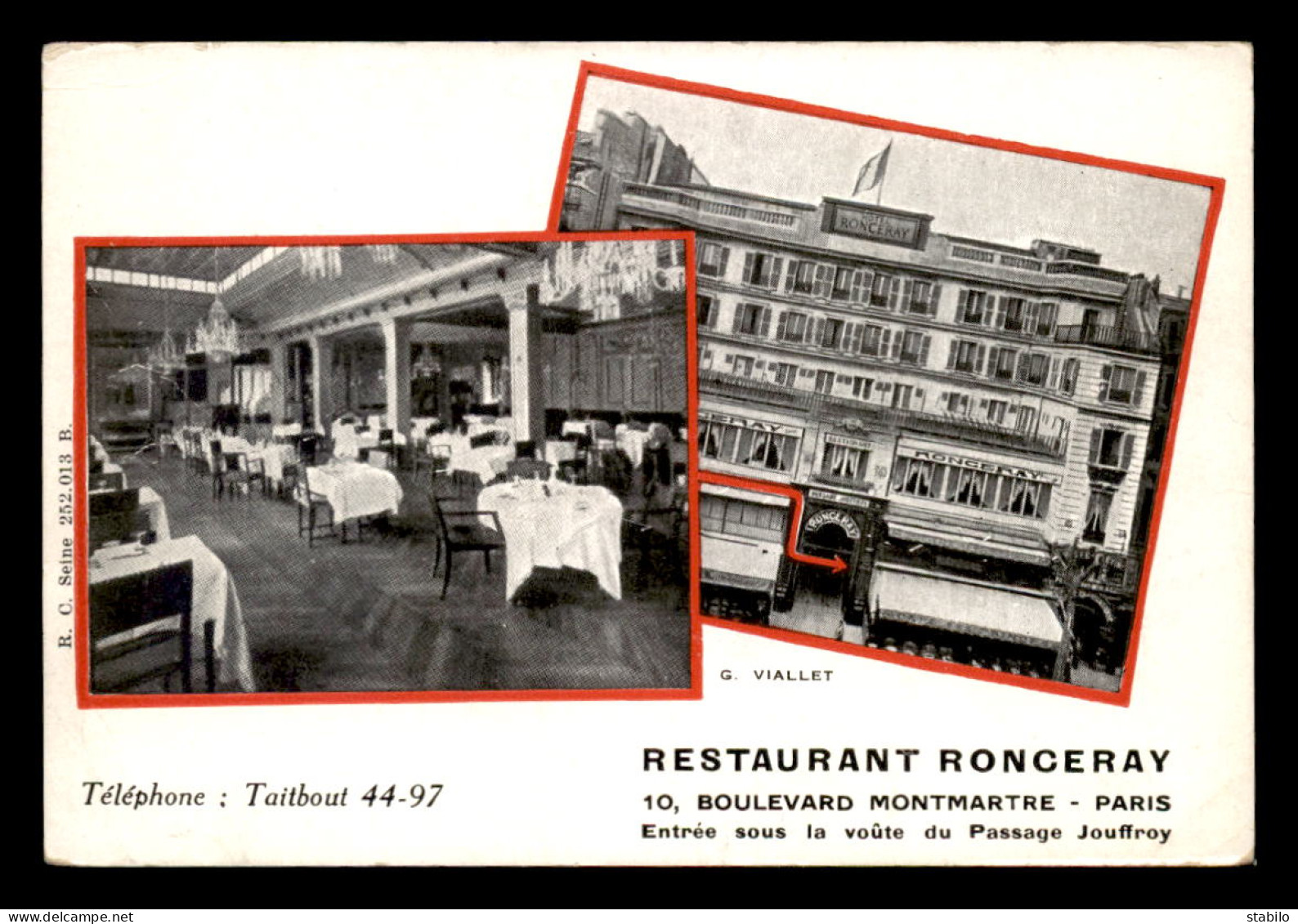 75 - PARIS 9EME - RESTAURANT RONCERAY, 10 BOULEVARD MONTMARTRE - Distretto: 09