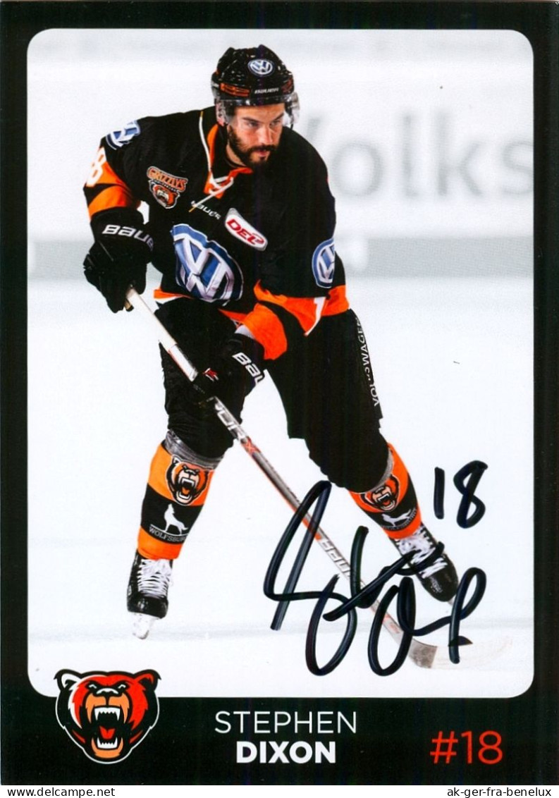 Autogramm Eishockey AK Stephen Dixon Grizzlys Wolfsburg 17-18 Adams Cardiff Devils Glasgow Clan Tappara TBK Porin Ässät - Sports D'hiver