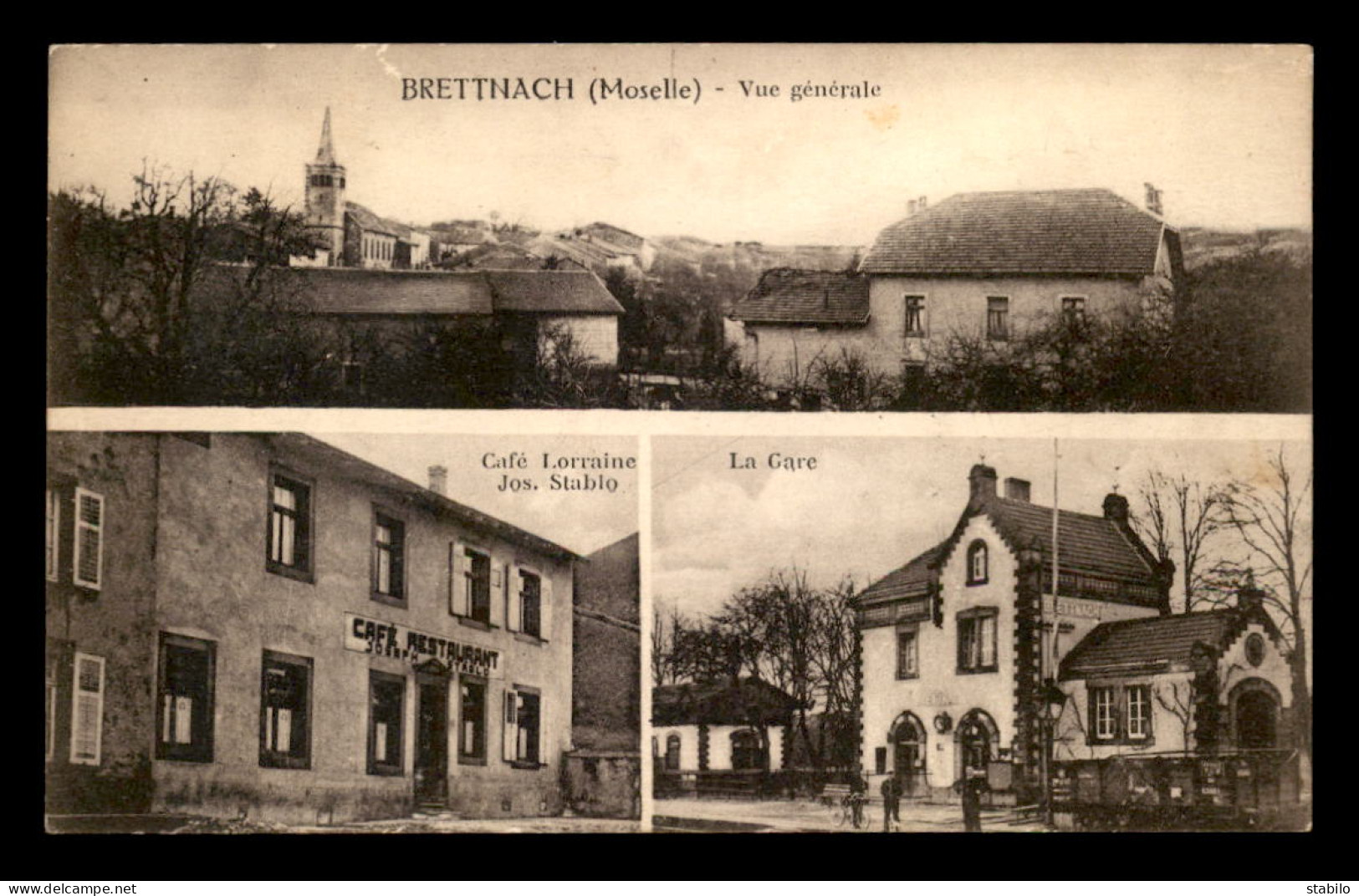 57 - BRETTNACH - VUE GENERALE - CAFE-RESTAURANT LORRAINE JOS STABLO - LA GARE DE CHEMIN DE FER - Altri & Non Classificati