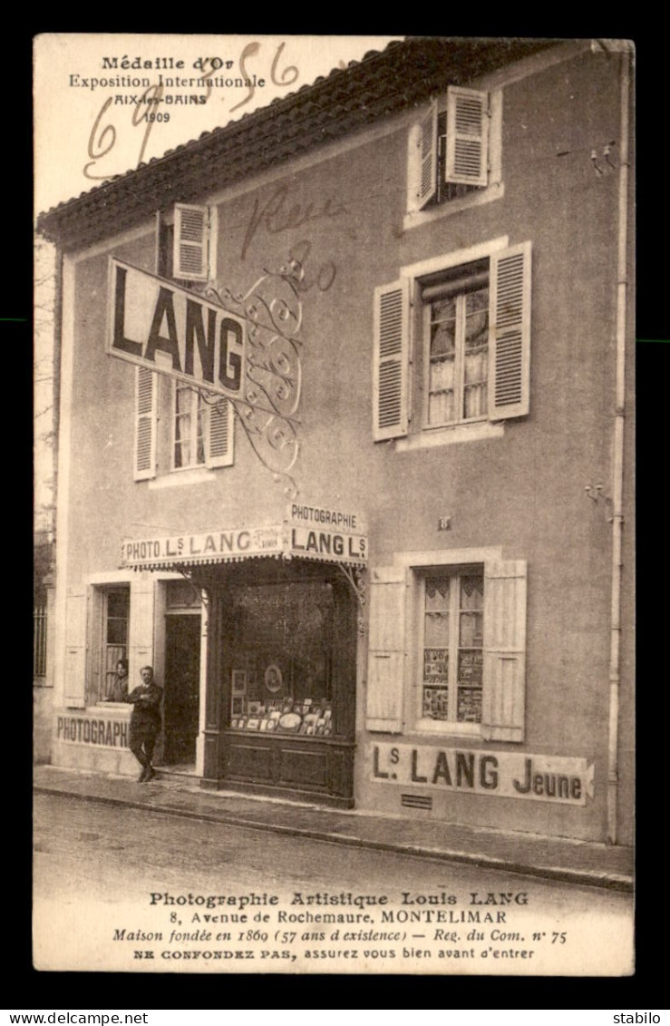 26 - MONTELIMAR - PHOTOGRAPHIE ARTISTIQUE LOUIS LANG, 8 AVENUE DE ROCHEMAURE - JUDAISME ? - Montelimar