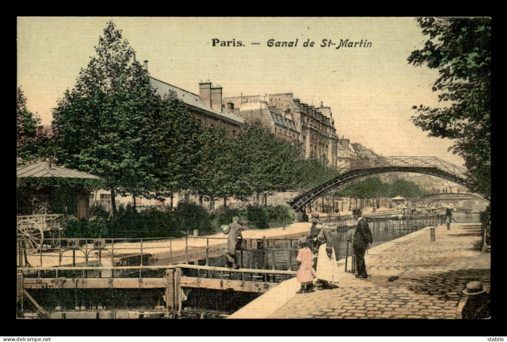 75 - PARIS 11EME - LE CANAL ST-MARTIN - CARTE TOILEE ET COLORISEE - Arrondissement: 11