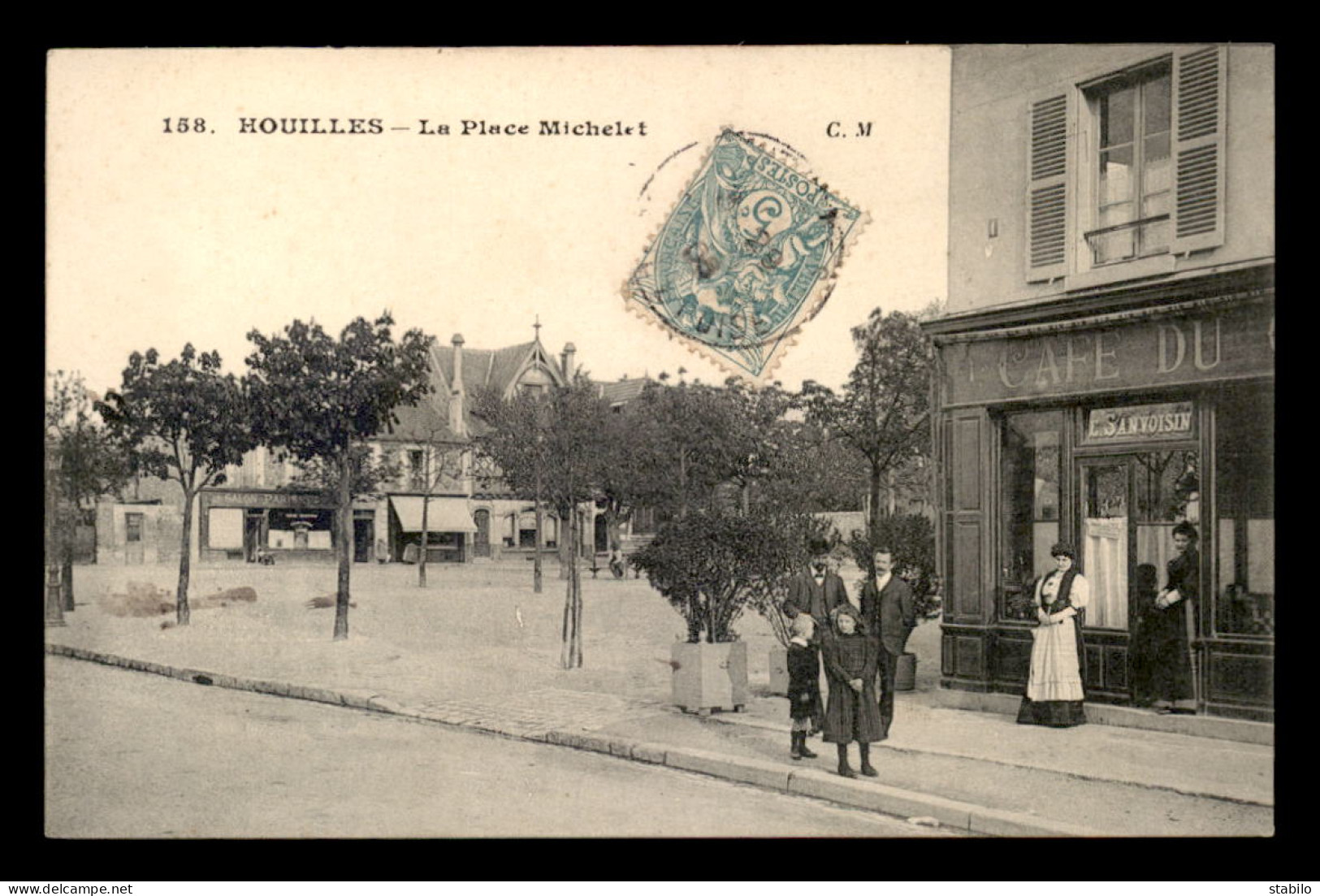 78 - HOUILLES - PLACE MICHELET - CAFE E. SANVOISIN - Houilles