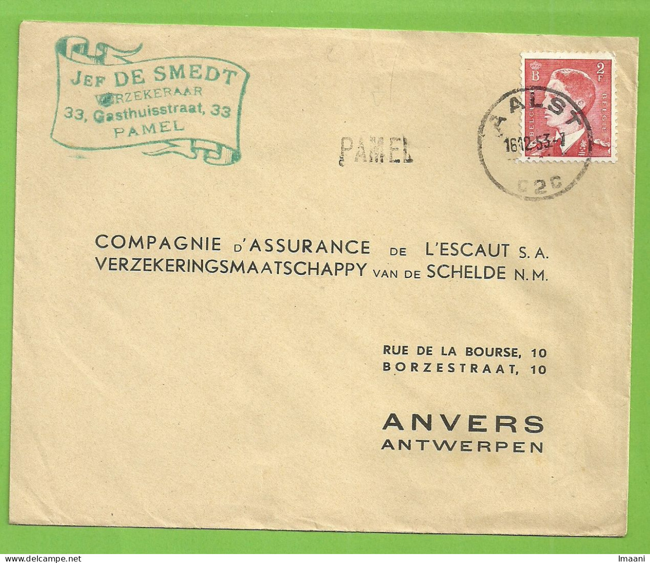 910 Op Brief Stempel AALST Met Naamstempel (griffe D'origine) PAMEL  (B1596 - Cartas & Documentos