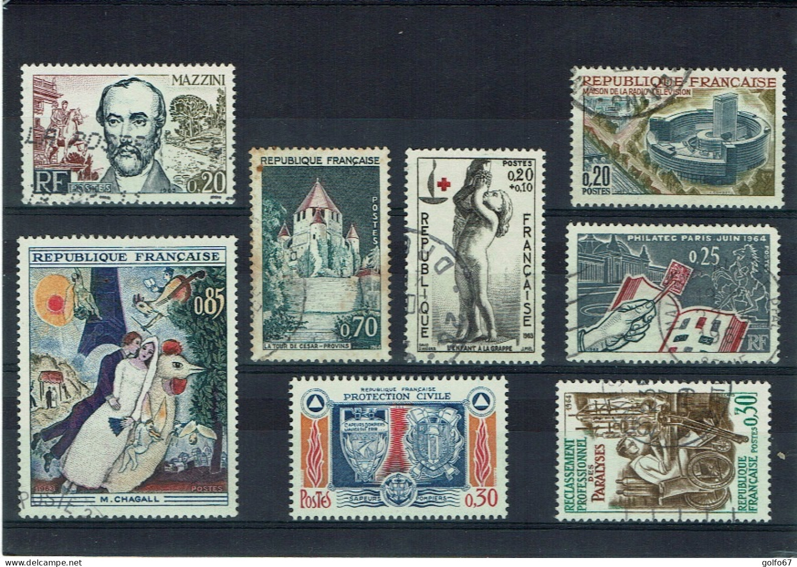 FRANCE - 1963-64 Y&T N° 1384 - 1392A - 1398 - 1400 - 1402 - 1403 - 1404 - 1405 Oblit (0110) - Used Stamps