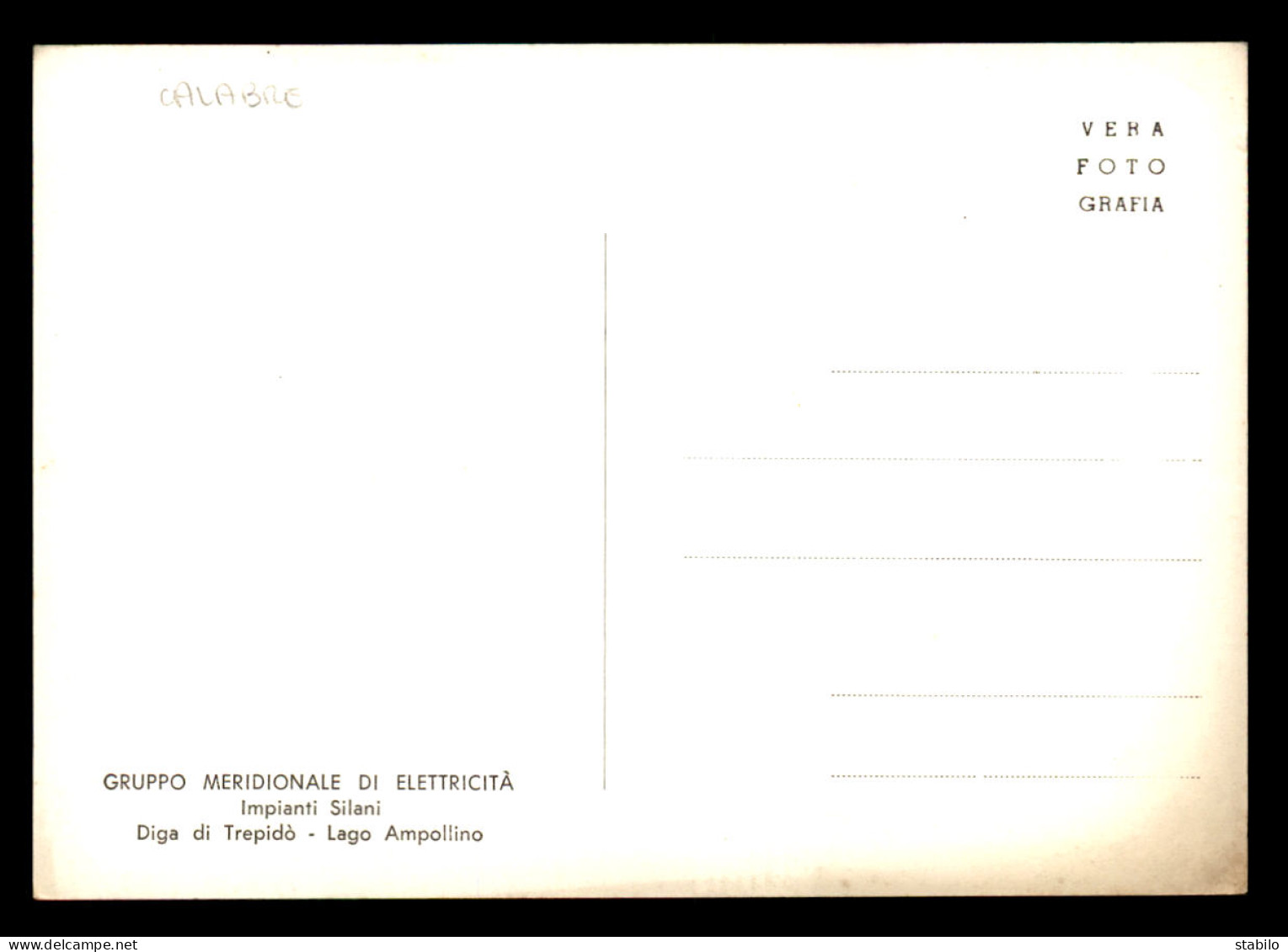 ITALIE - GRUPPO MERIDIONALE DI ELETTRICITA - IMPIANTI SILANI DIGA DI TREDIDO - LAGO AMPOLLINO - Sonstige & Ohne Zuordnung