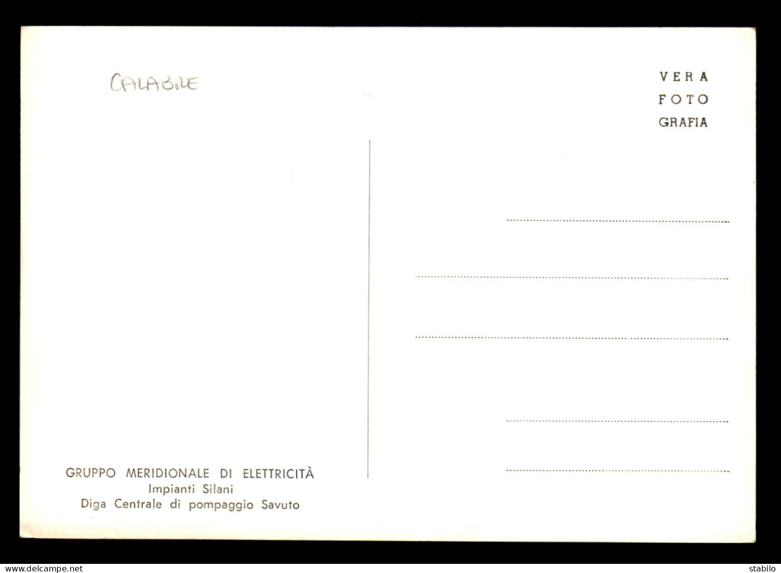 ITALIE - GRUPPO MERIDIONALE DI ELETTRICITA - IMPIANTI SILANI DIGA CENTRALE DI POMPAGGIO SAVUTO - Andere & Zonder Classificatie