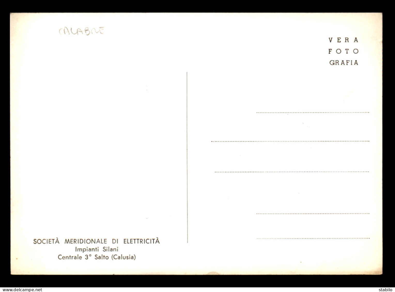 ITALIE - GRUPPO MERIDIONALE DI ELETTRICITA -  IMPIANTI SILANI  CENTRALE 3 SALTO - Otros & Sin Clasificación