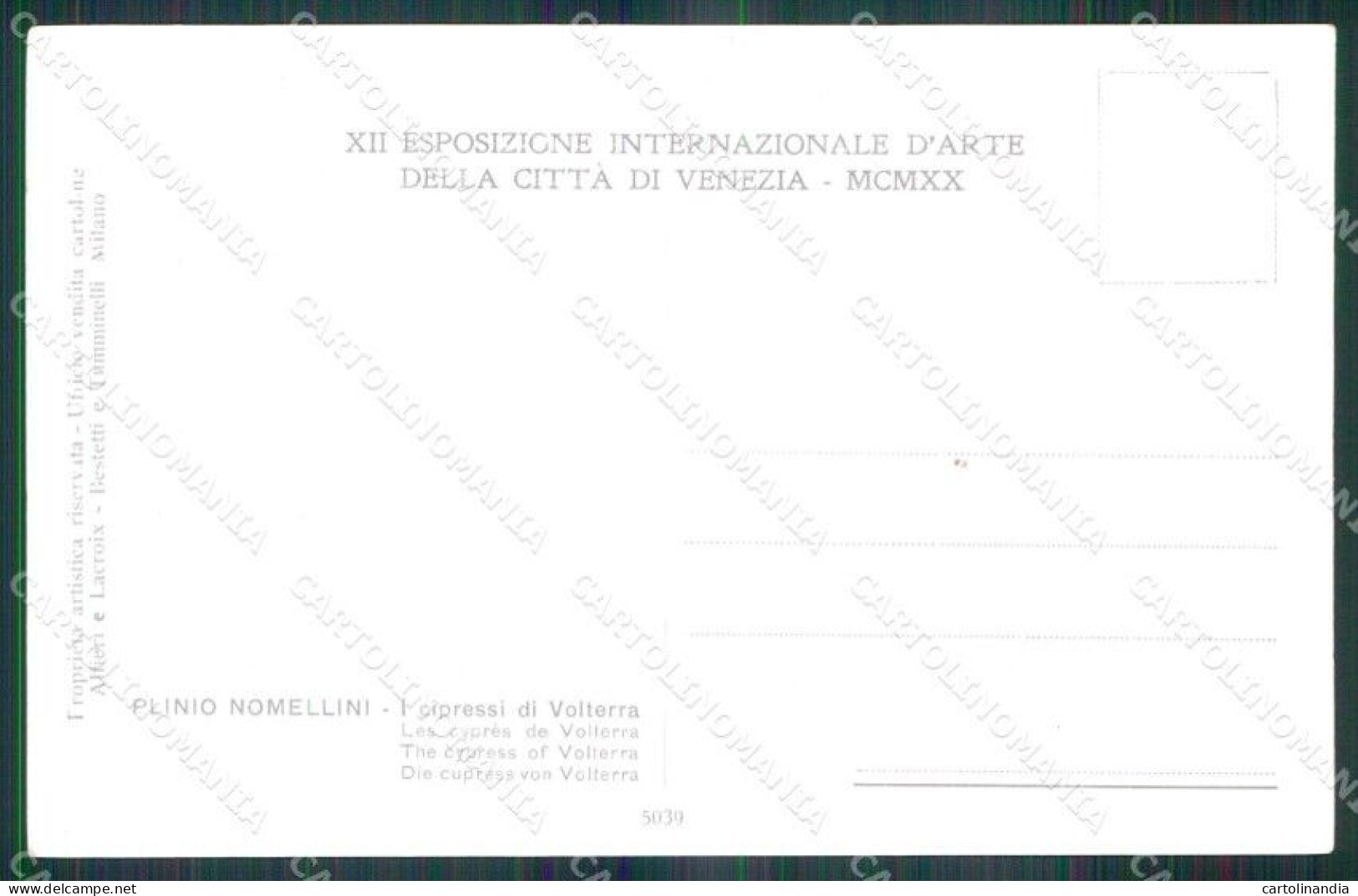 Venezia XII Esposizione Internaz D'Arte Cipressi Di Volterra Cartolina RT8124 - Venezia