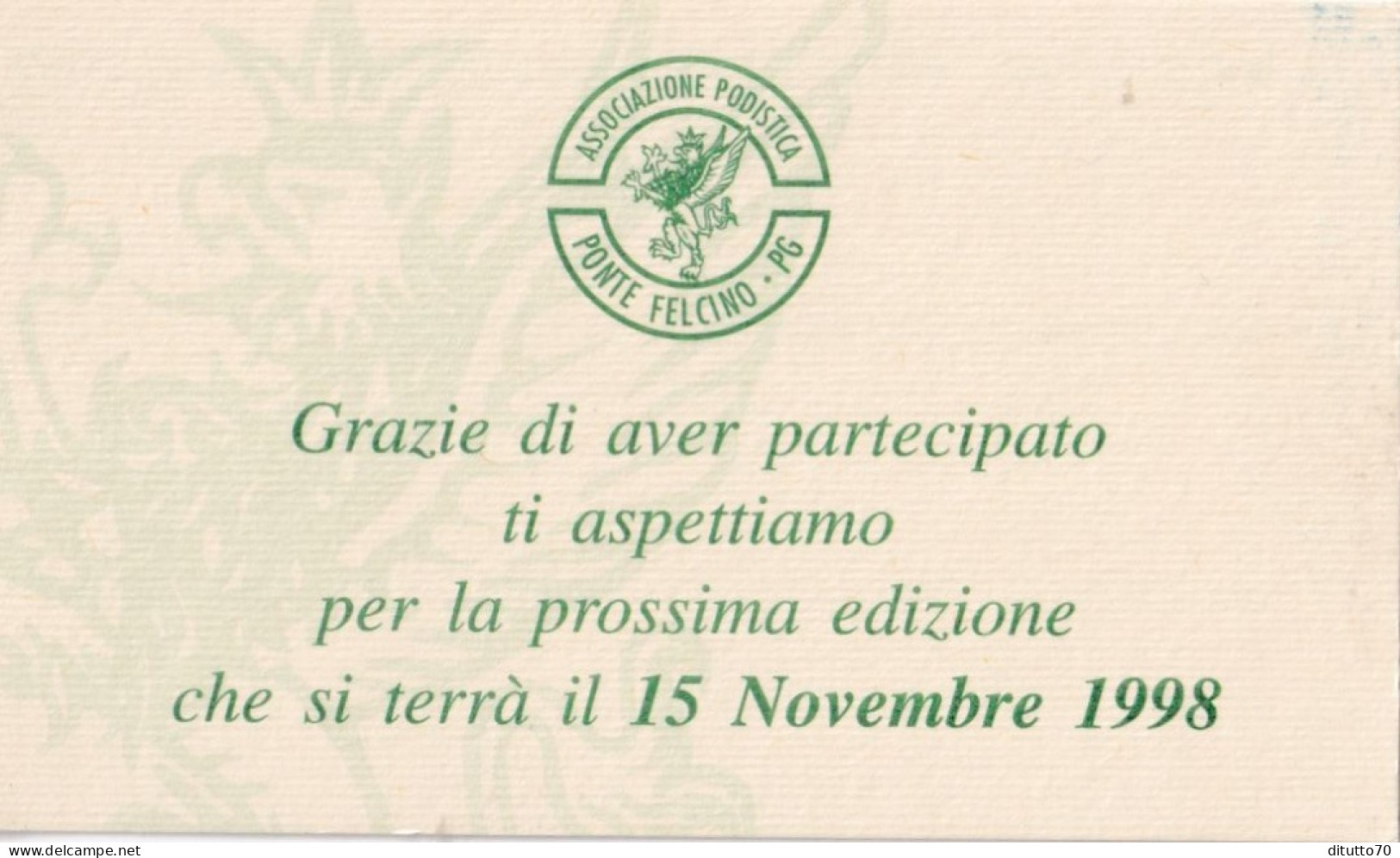 Calendarietto - Associazione Podistica - Ponte Felcino - Perugia - Anno 1998 - Formato Piccolo : 1991-00