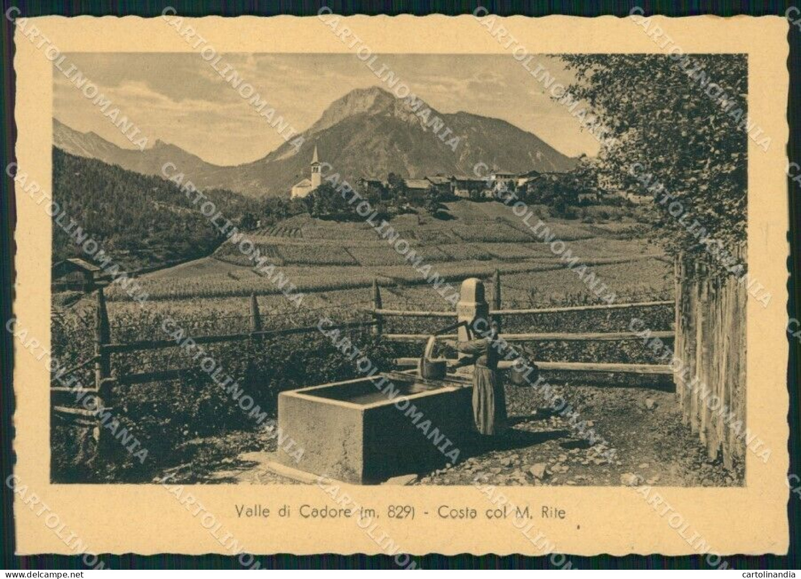 Belluno Valle Di Cadore Monte Rite Fontana Foto FG Cartolina VK4635 - Belluno