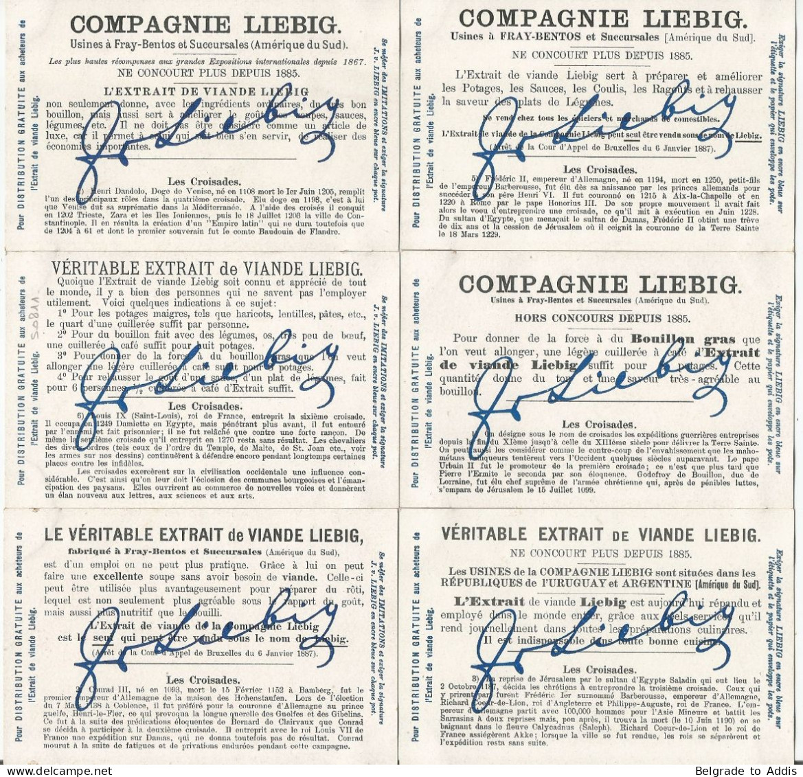 Chromo Liebig Série Compl. De 6 Chromos S_0811 Croisades 1905 (2) - Liebig