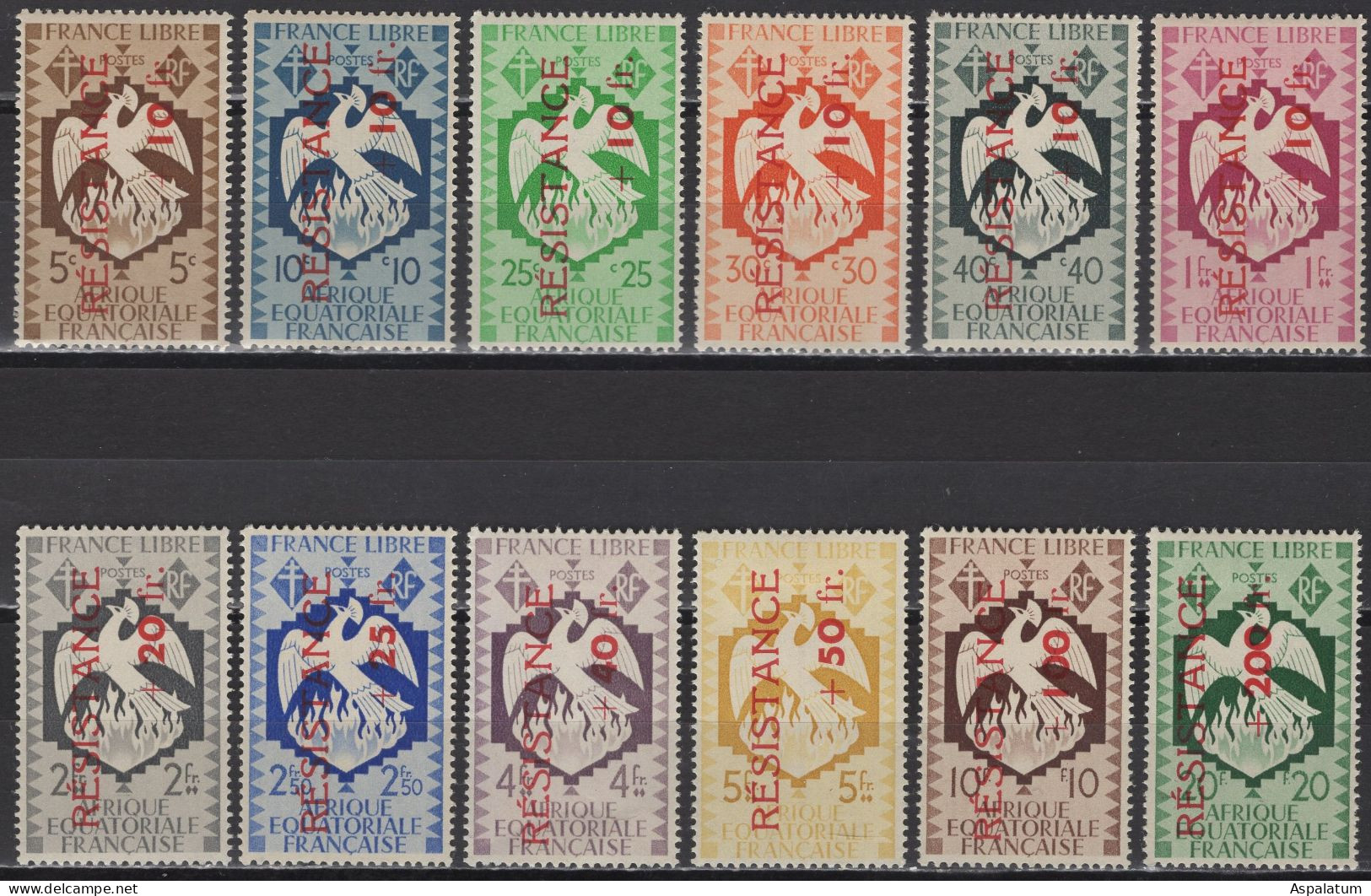 French Equatorial Africa - Set Of 12 - Resistance - Mi 216~227 - 1944 - Ongebruikt